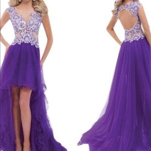 Red Tony bowls high low dress with mesh design